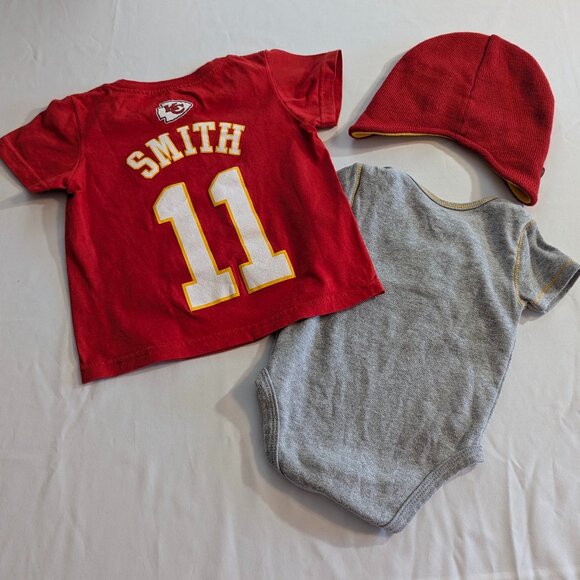 NFL Chiefs 6-9 Month Onesie NWT Stocking Cap 2T Chiefs Tee Red Alex Smith 11 - Picture 2 of 11